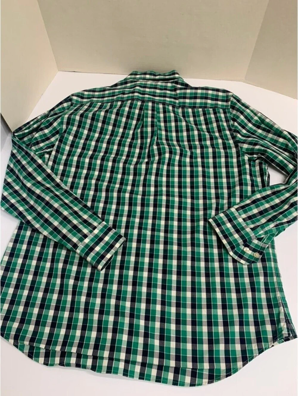 NWOT Banana Republic Mens XL 17-17 1/2 35-36 No Iron Slim Fit Shirt Green Check
